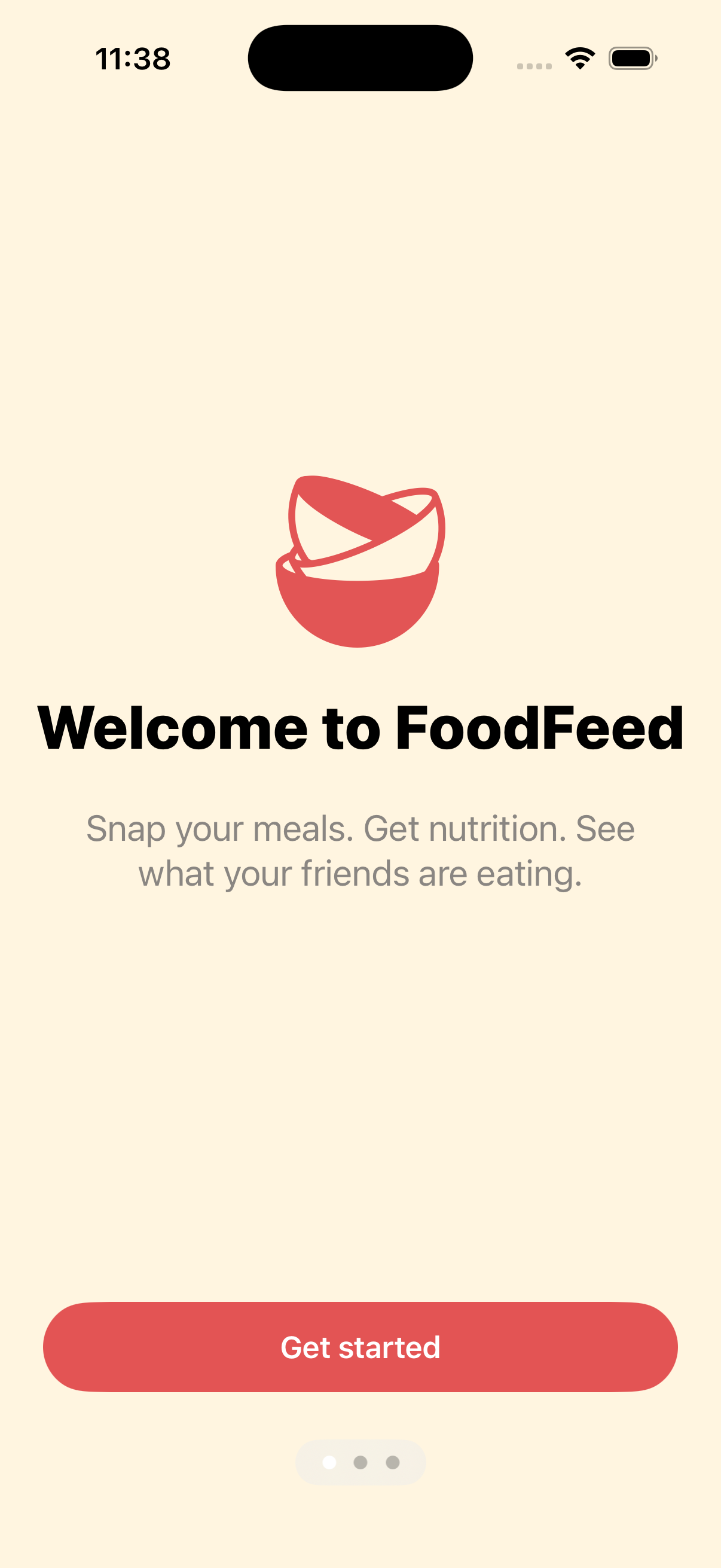 MyFoodFeed welcome screen